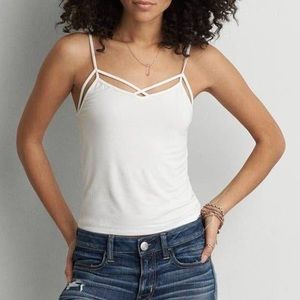 american eagle soft strappy cross front tank